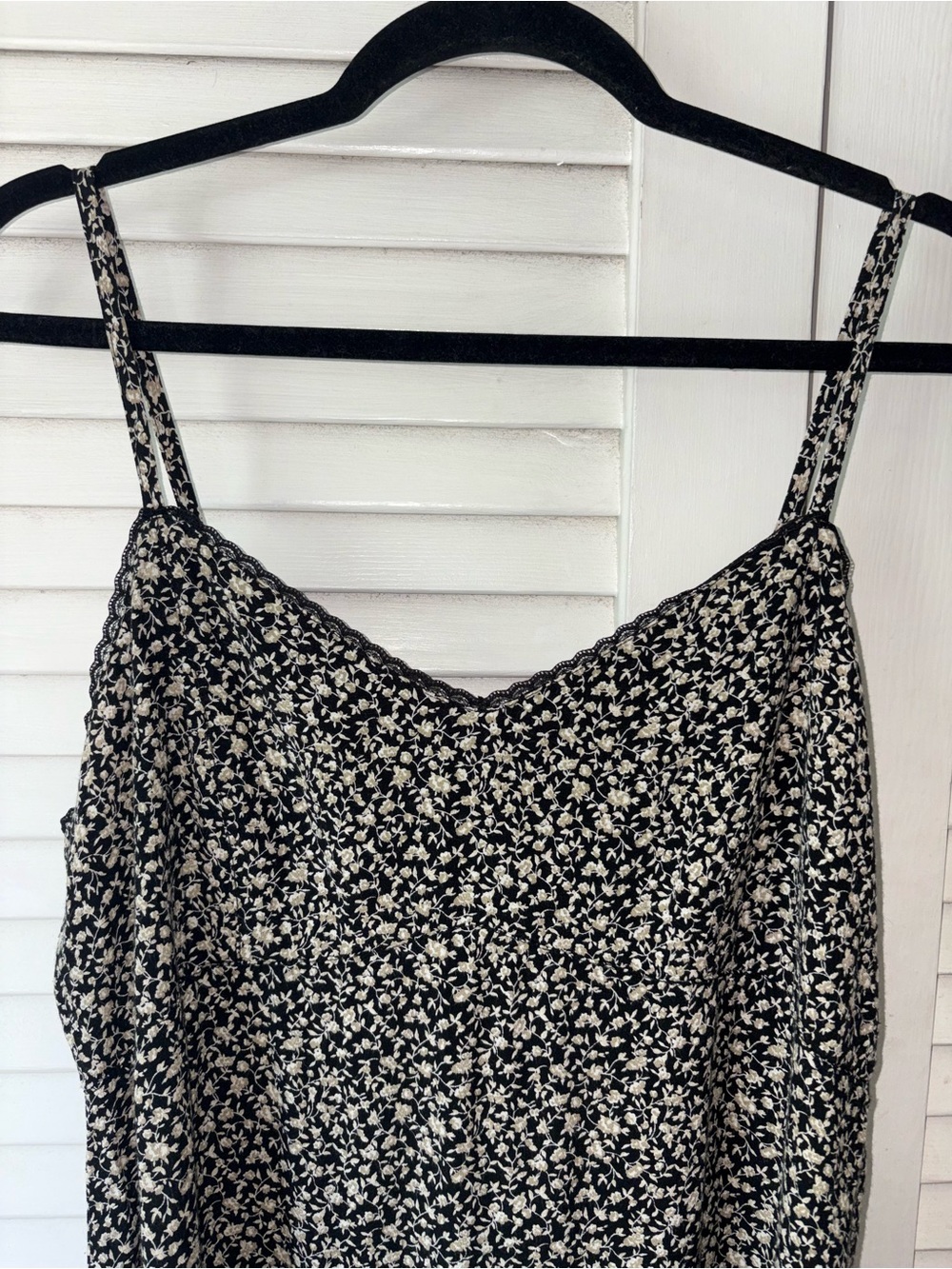 Vintage 2003 Old Navy Floral Lace Trim Slip Dress Black White Size 16 Y2K - Picture 4 of 9
